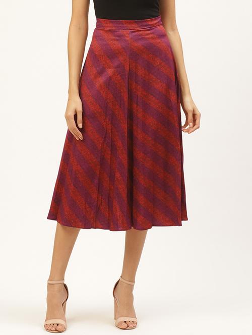 high rise striped a-line skirt - 17521092 - Very Small Image - 1