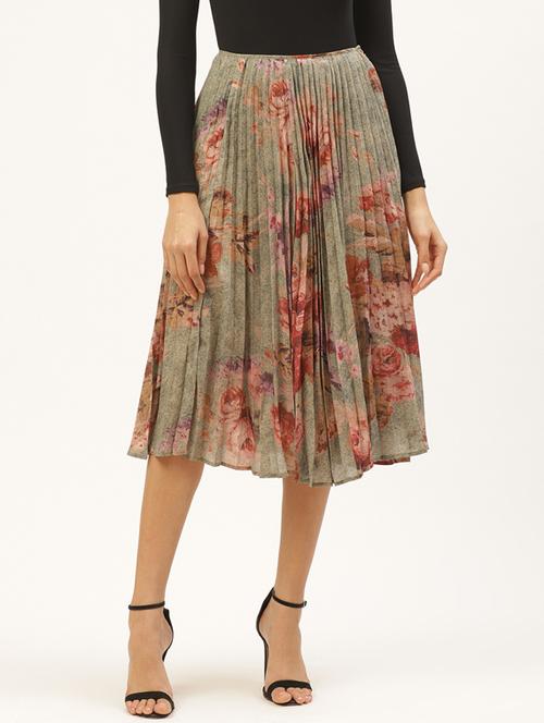 high rise pleated flared skirt - 17521122 - Very Small Image - 1