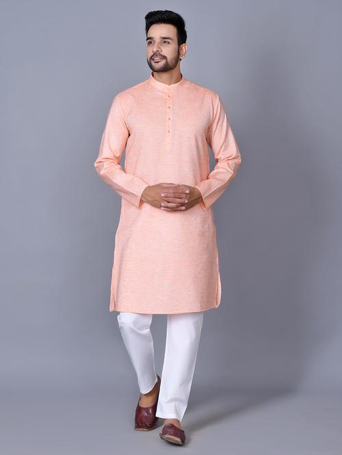 orange solid kurta pyjama set - 17521520 - Very Small Image - 1