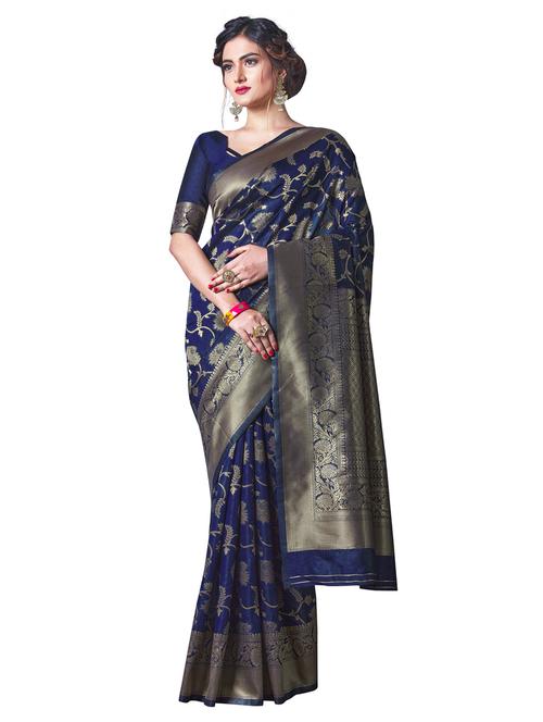 self design woven saree with blouse - 17522033 - Very Small Image - 1