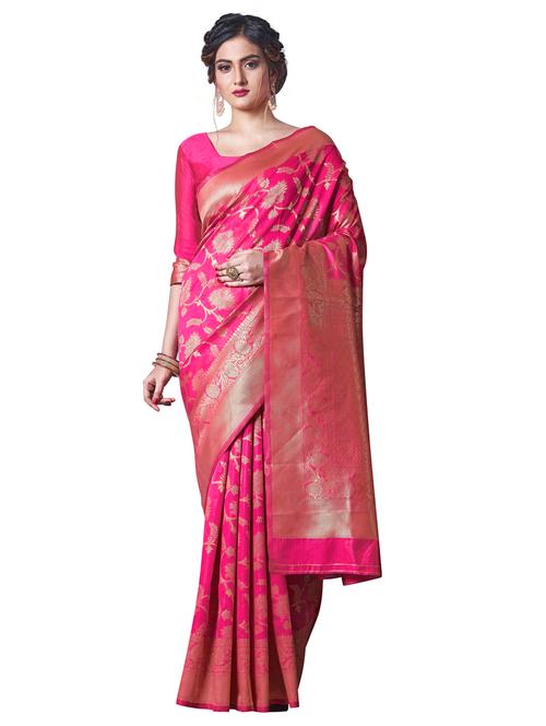self design woven saree with blouse - 17522034 - Very Small Image - 1
