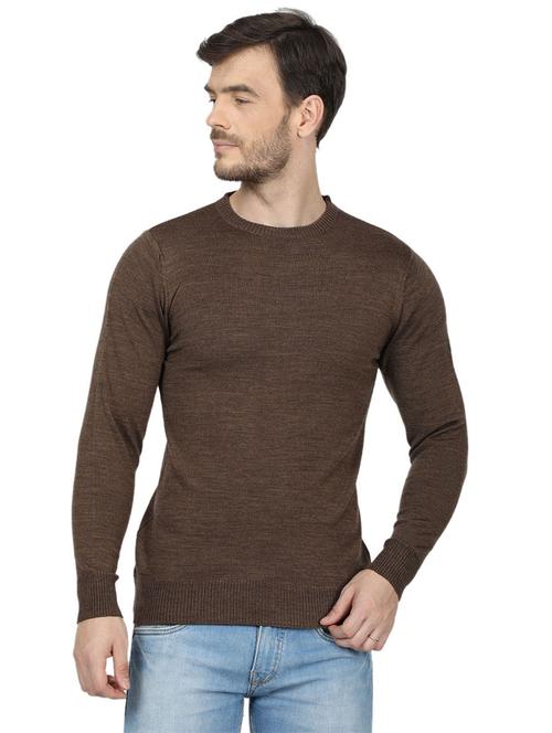 brown solid wool pullover - 17523072 - Very Small Image - 1
