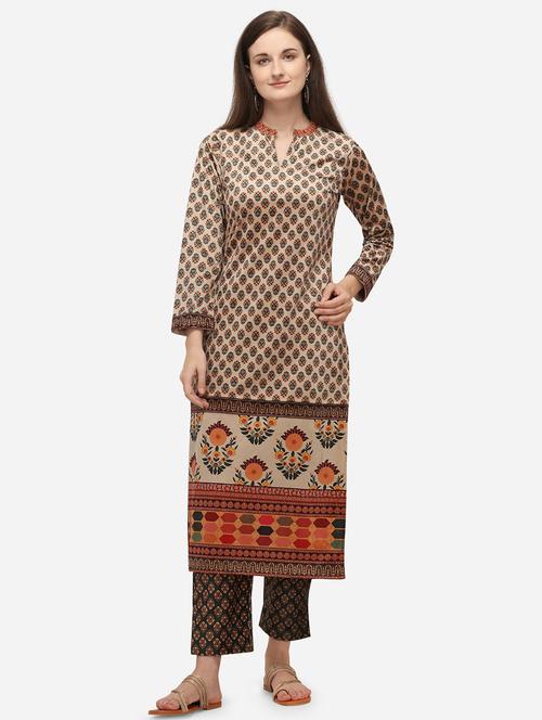 offwhite velvet kurta pant  set - 17523187 - Very Small Image - 1