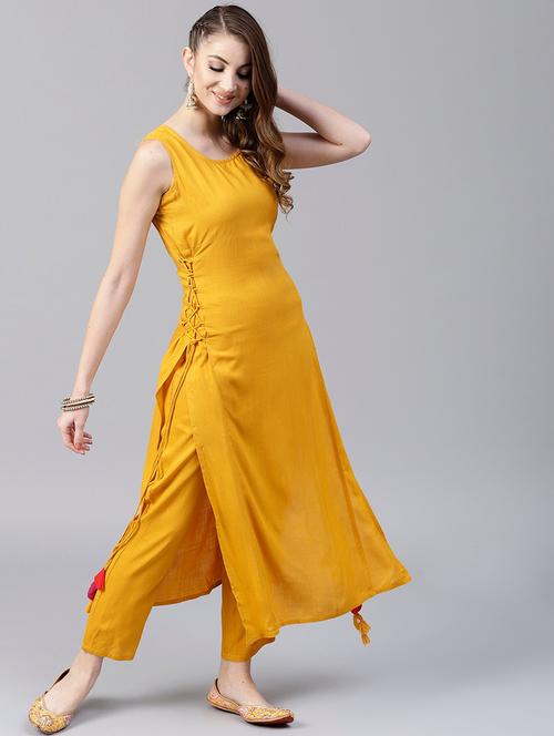 solid straight kurta - 17523296 - Very Small Image - 1