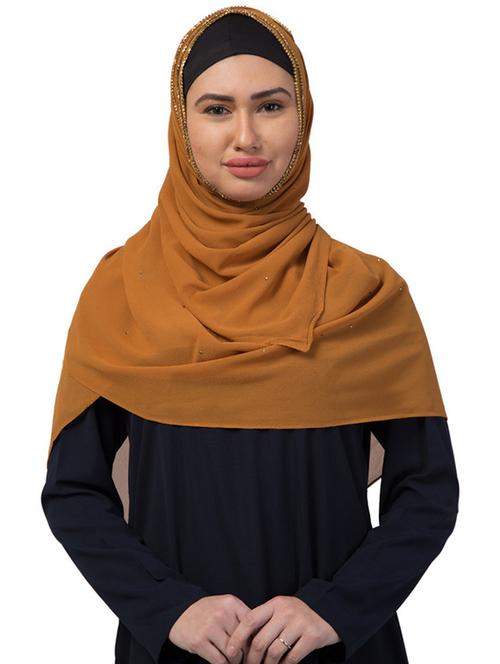 yellow georgette stole - 17523353 - Very Small Image - 1