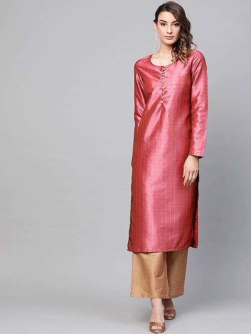 checkered straight kurta - 17524094 - Very Small Image - 1