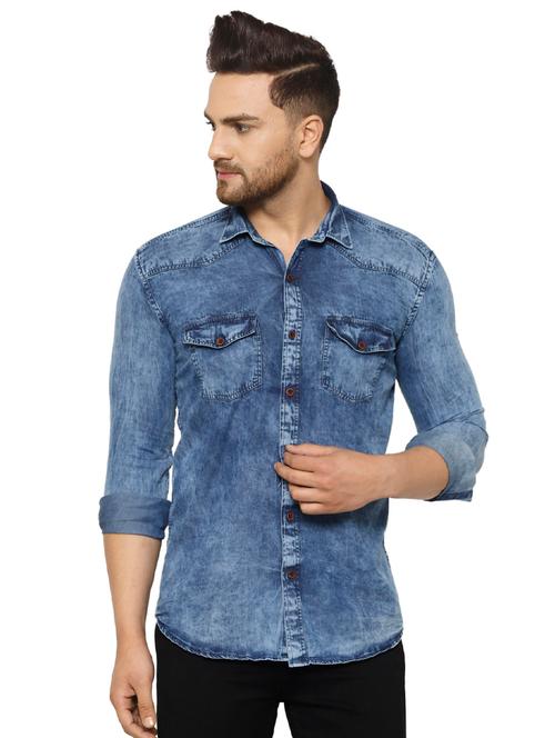 blue faded casual shirt - 17524559 - Very Small Image - 1
