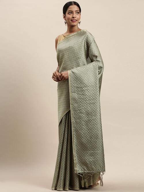 solid woven saree with blouse - 17524899 - Very Small Image - 1