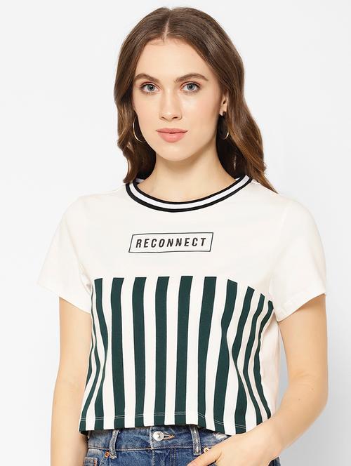 round neck printed crop tee  - 17525320 - Very Small Image - 1