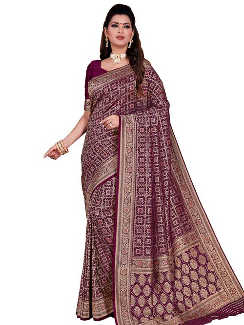 bandhani woven saree with blouse - 17526495 - Very Small Image - 1