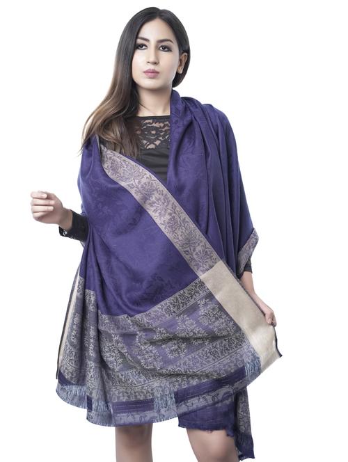 navy blue wool shawl - 17526538 - Very Small Image - 1