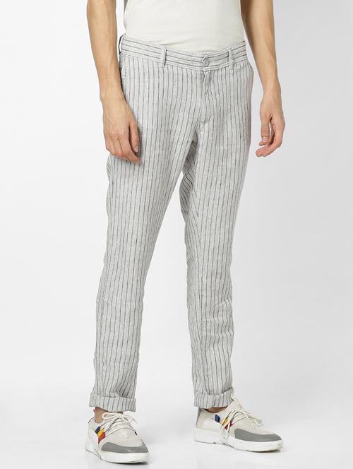 grey striped linen chinos - 17526694 - Very Small Image - 1