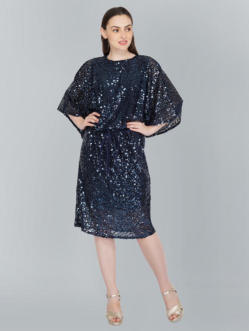 bell sleeved sequined blouson dress - 17526916 - Very Small Image - 1