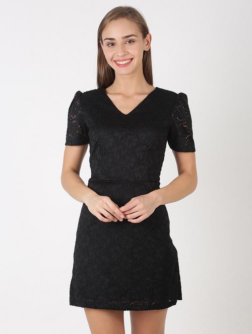 v-neck laced a-line dress - 17527401 - Very Small Image - 1