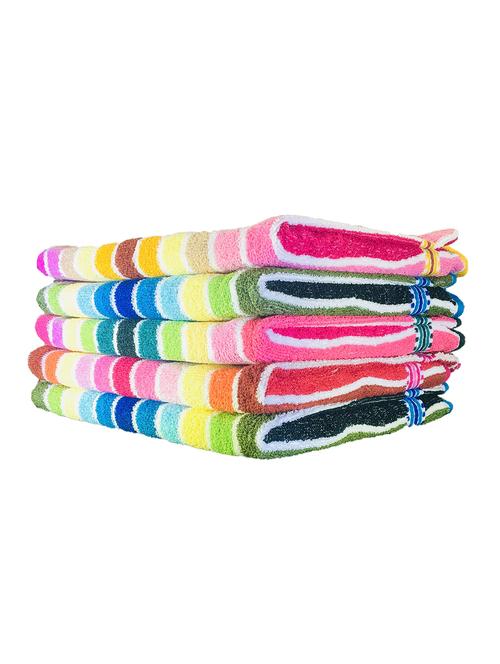 shop by room terry weave cotton quick dry hand towel - set of 5 - 12 x 20 inch - multicolour - 17527614 - Very Small Image - 1