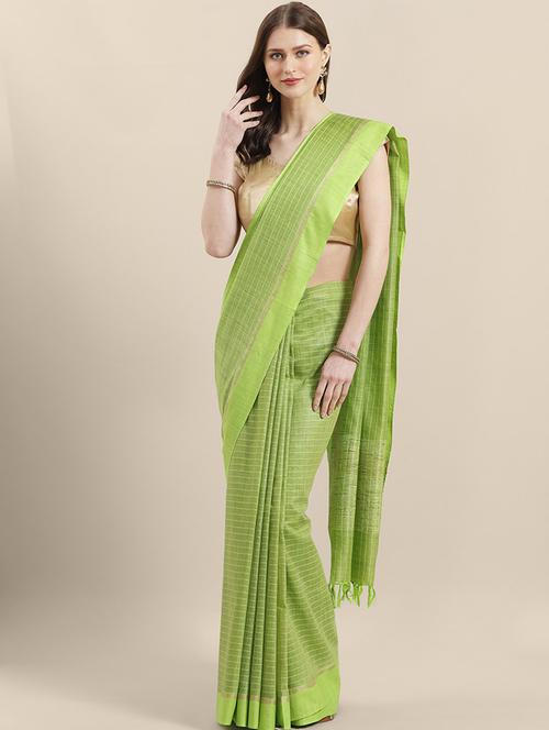 women's self design lime colored saree with blouse - 17528282 - Very Small Image - 1