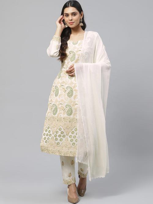 chikankari unstitched suit set  - 17528555 - Very Small Image - 1