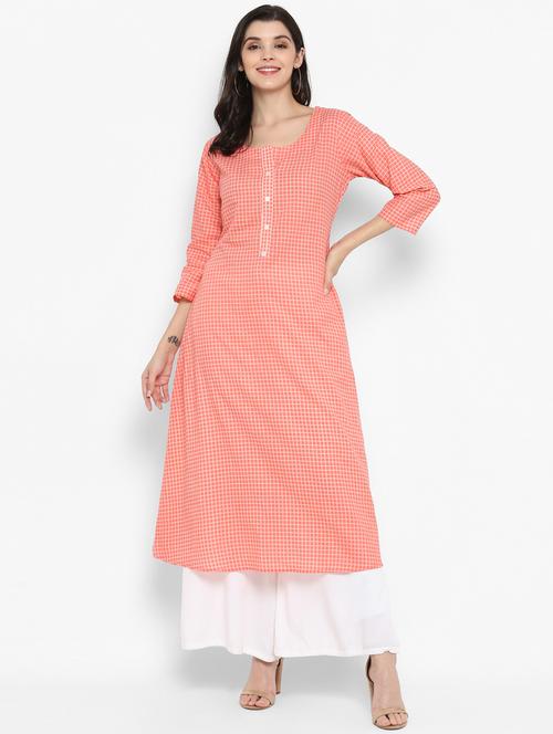 checkered a-line kurta - 17528786 - Very Small Image - 1