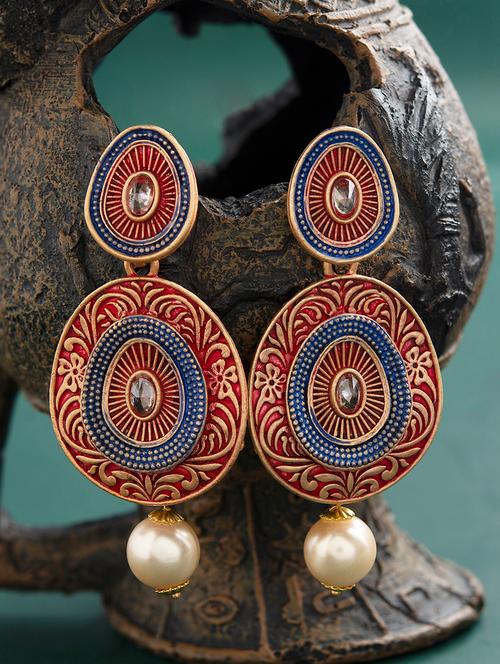 red brass drop earring - 17528829 - Very Small Image - 1