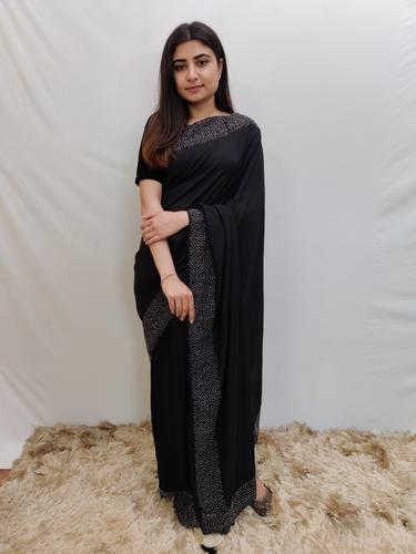 black saree with blouse  - 17529422 - Very Small Image - 1