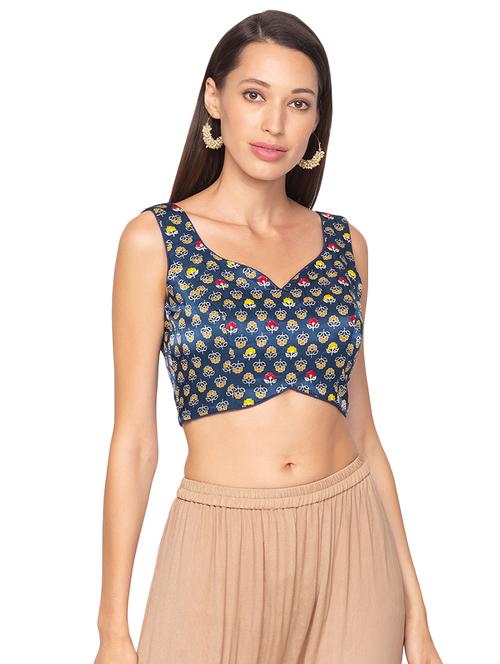 navy blue printed blouse - 17529564 - Very Small Image - 1