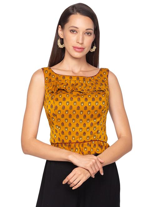 Yellow Silk Printed Blouse - 17529575 - Very Small Image - 1