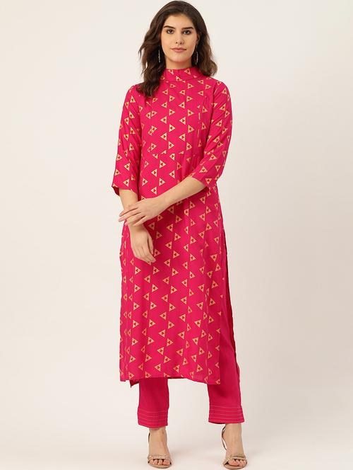 gold print kurta pant set - 17529924 - Very Small Image - 1