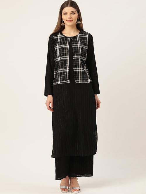 checkered kurta palazzo set - 17529929 - Very Small Image - 1