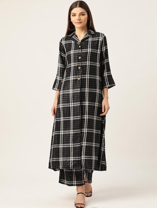 checkered kurta palazzo set - 17529934 - Very Small Image - 1