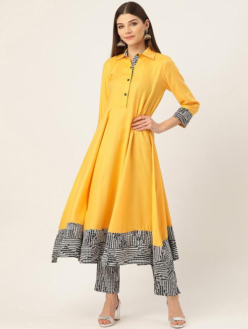 solid kurta pant set - 17529942 - Very Small Image - 1