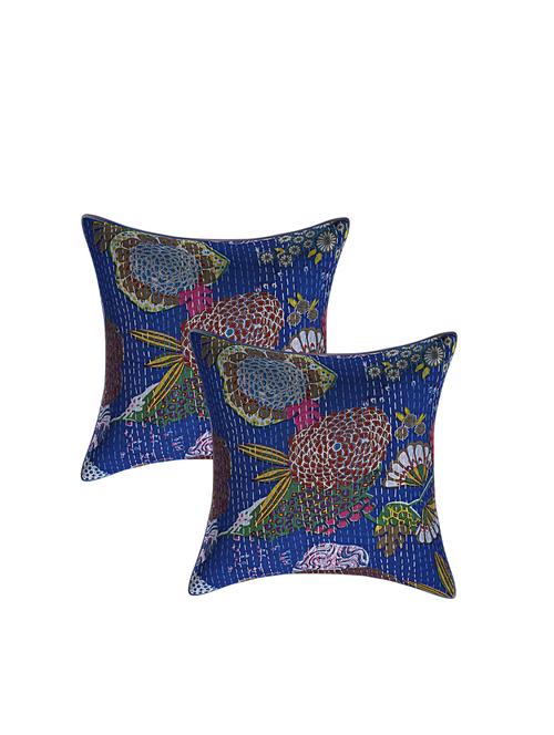 indhome life pure cotton 16x16 inches kantha work cushion cover set of 2 - 17530012 - Very Small Image - 1