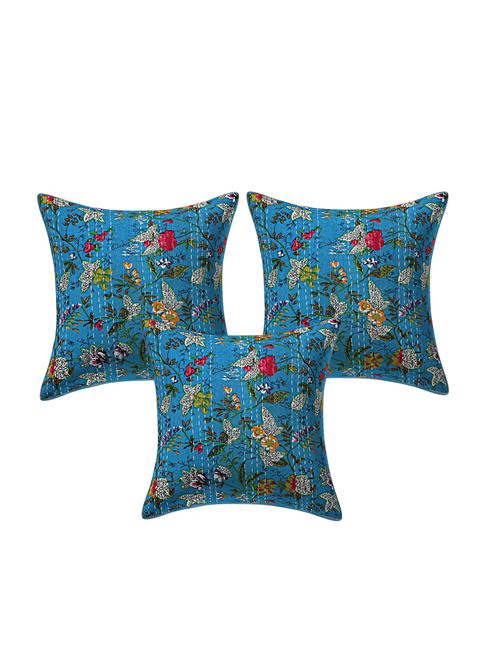indhome life pure cotton 16x16 inches kantha work cushion cover set of 3 - 17530032 - Very Small Image - 1