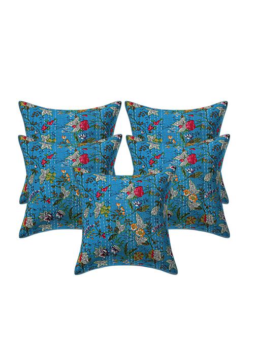 indhome life pure cotton 16x16 inches kantha work cushion cover set of 5 - 17530076 - Very Small Image - 1