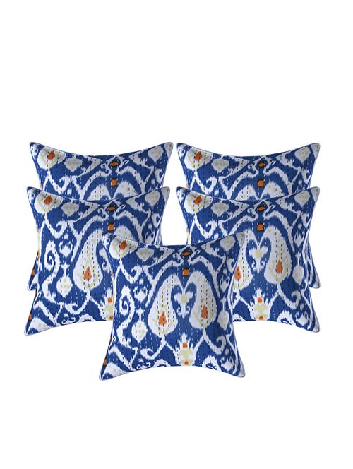 indhome life pure cotton 16x16 inches kantha work cushion cover set of 5 - 17530080 - Very Small Image - 1
