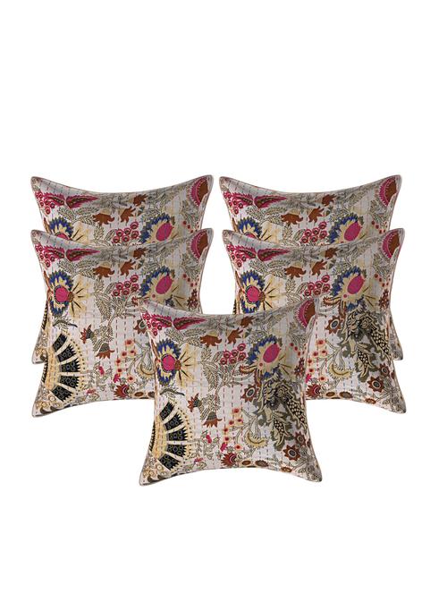 indhome life pure cotton 16x16 inches kantha work cushion cover set of 5 - 17530081 - Very Small Image - 1