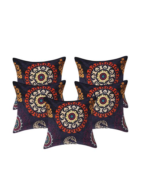 indhome life pure cotton 16x16 inches embroideried work cushion cover set of 5 - 17530113 - Very Small Image - 1