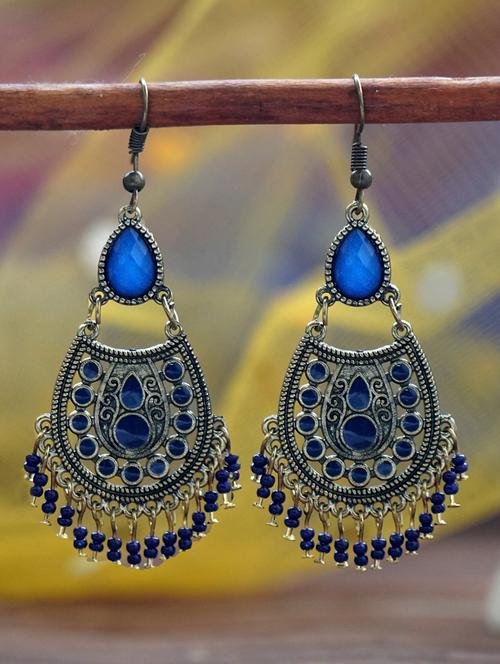 blue metal drop earring - 17530295 - Very Small Image - 1
