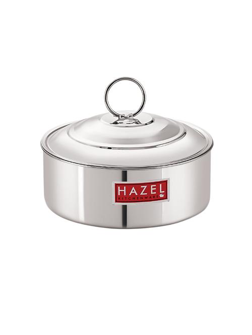 hazel stainless steel serving casserole flat bottom roti chapati dabba, 18.8 cm, 1550 ml, silver - 17530782 - Very Small Image - 1