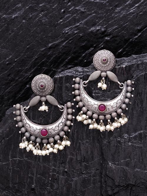 silver brass drop earring - 17531273 - Very Small Image - 1