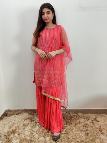 embroidered gharara set  - 17531404 - Very Small Image - 1