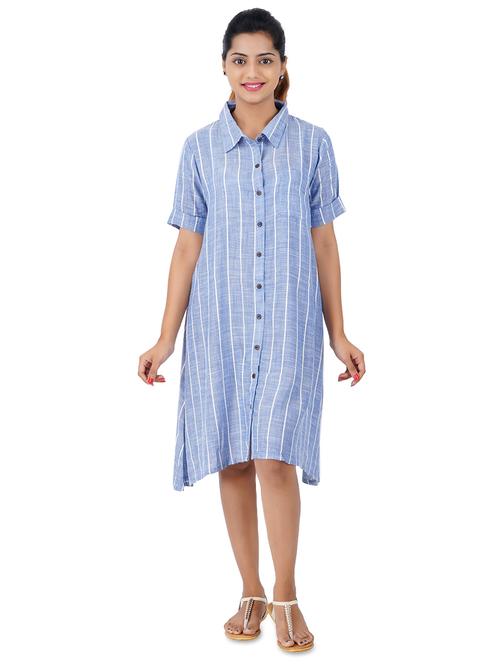shirt collar striped dress  - 17531436 - Very Small Image - 1
