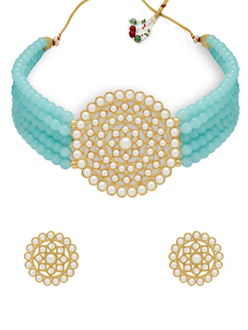 blue gold plated choker necklace - 17532341 - Very Small Image - 1