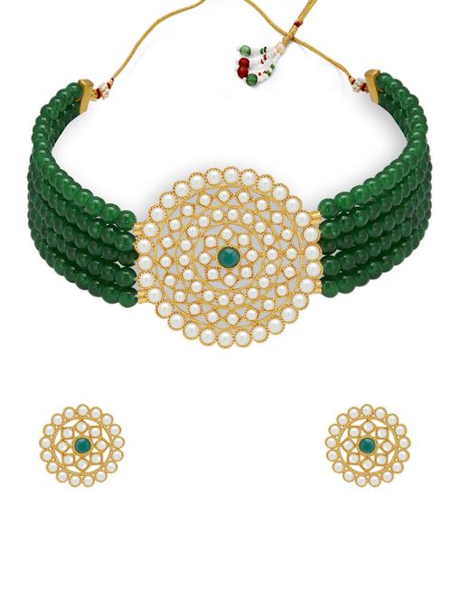 green gold plated choker necklace - 17532343 - Very Small Image - 1