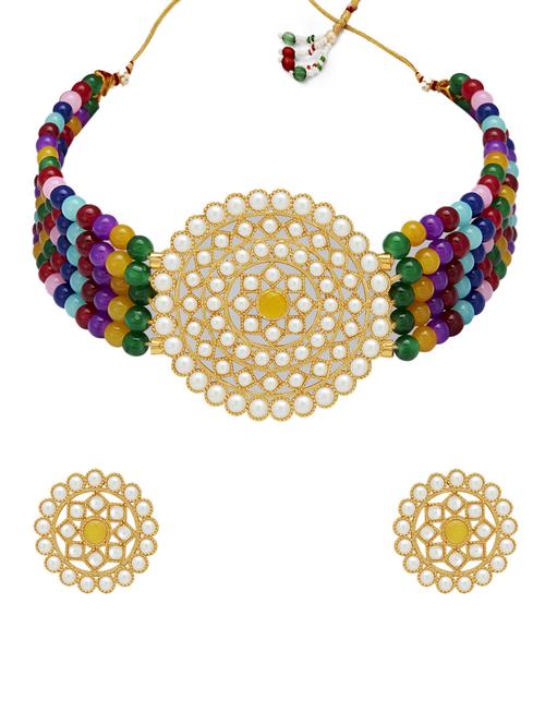 multi colored gold plated choker necklace - 17532361 - Very Small Image - 1