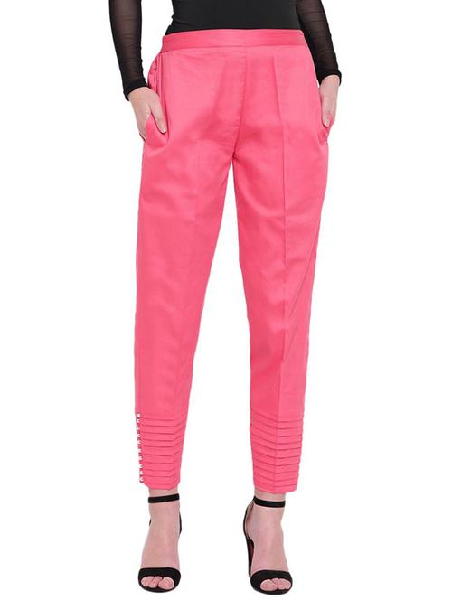 women solid flat front cigarette pants - 17534428 - Very Small Image - 1