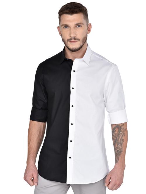 white color block casual shirt - 17535845 - Very Small Image - 1