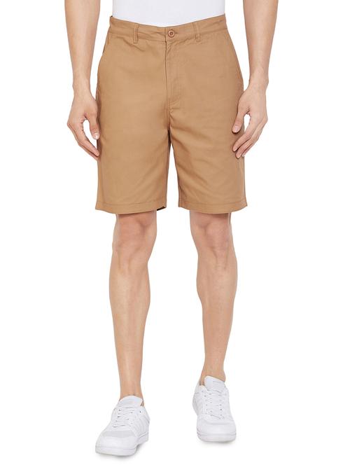 beige solid bermuda shorts - 17537127 - Very Small Image - 1