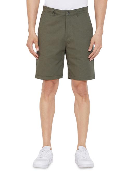 olive green solid bermuda shorts - 17537128 - Very Small Image - 1