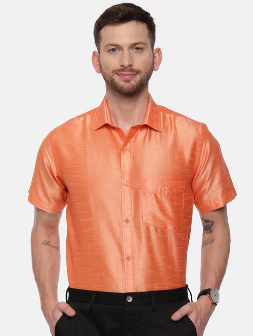 orange solid formal shirt - 17537735 - Very Small Image - 1