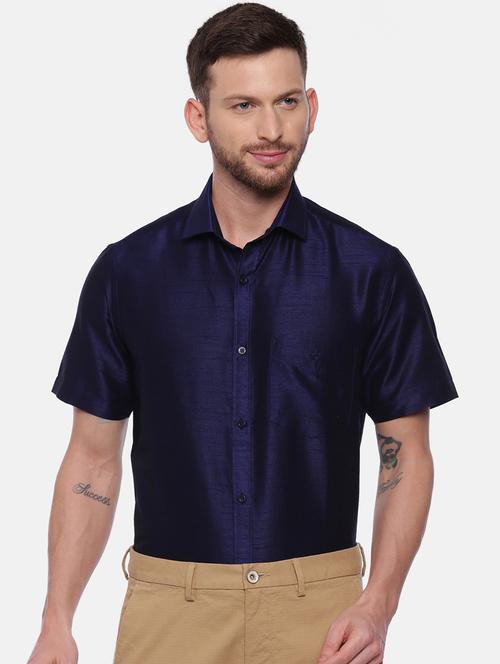 navy blue solid formal shirt - 17537737 - Very Small Image - 1